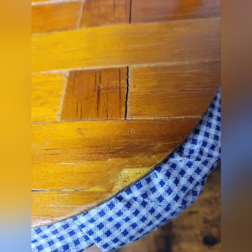 Vintage 1950s Wicker Picnic Basket w/Blue Gingham Lining double lided - Picture 10 of 16